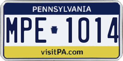 PA license plate MPE1014