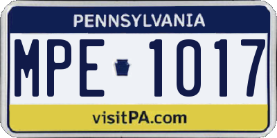 PA license plate MPE1017