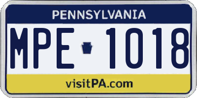 PA license plate MPE1018