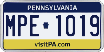 PA license plate MPE1019