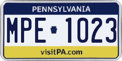 PA license plate MPE1023
