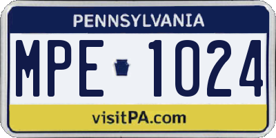 PA license plate MPE1024