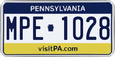 PA license plate MPE1028