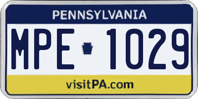 PA license plate MPE1029