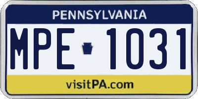 PA license plate MPE1031