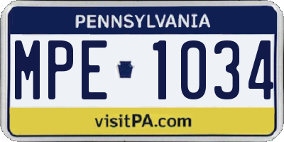 PA license plate MPE1034