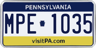 PA license plate MPE1035