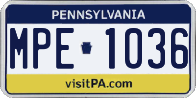 PA license plate MPE1036