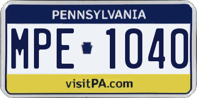PA license plate MPE1040