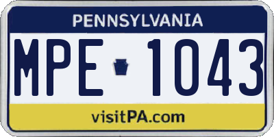 PA license plate MPE1043