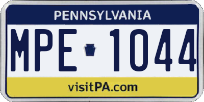 PA license plate MPE1044