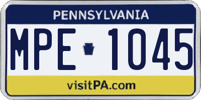 PA license plate MPE1045