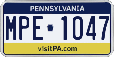 PA license plate MPE1047