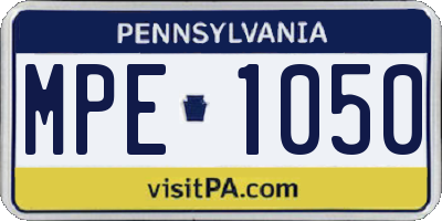 PA license plate MPE1050