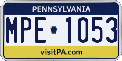 PA license plate MPE1053