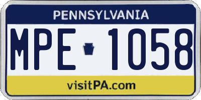 PA license plate MPE1058