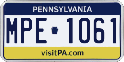 PA license plate MPE1061