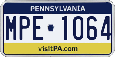 PA license plate MPE1064