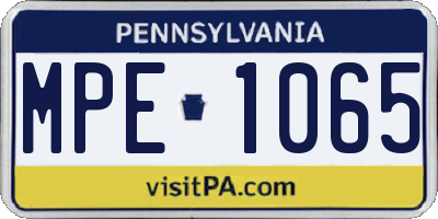 PA license plate MPE1065