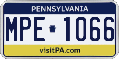 PA license plate MPE1066