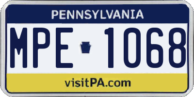 PA license plate MPE1068