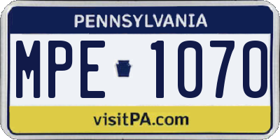 PA license plate MPE1070