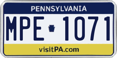 PA license plate MPE1071