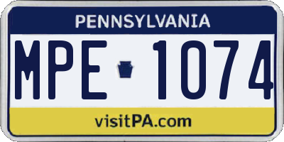 PA license plate MPE1074