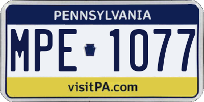 PA license plate MPE1077