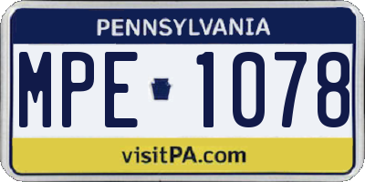 PA license plate MPE1078