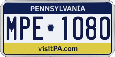 PA license plate MPE1080