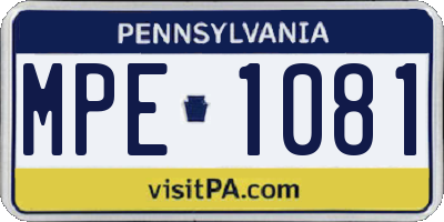 PA license plate MPE1081