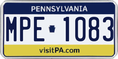 PA license plate MPE1083