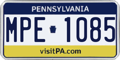 PA license plate MPE1085
