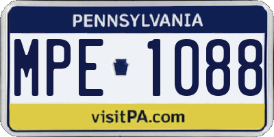 PA license plate MPE1088