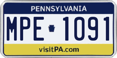 PA license plate MPE1091