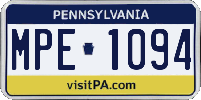 PA license plate MPE1094