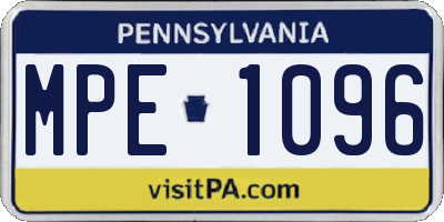 PA license plate MPE1096