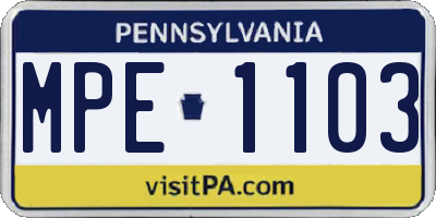 PA license plate MPE1103