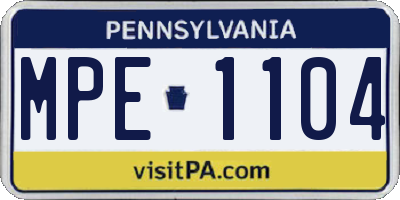 PA license plate MPE1104