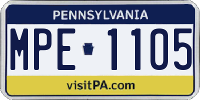PA license plate MPE1105