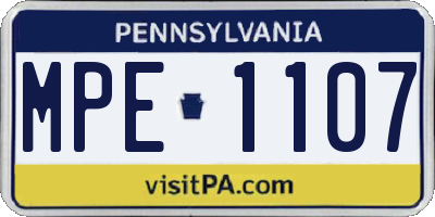 PA license plate MPE1107