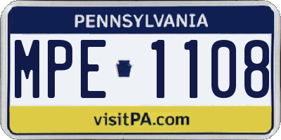 PA license plate MPE1108