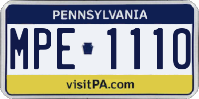 PA license plate MPE1110