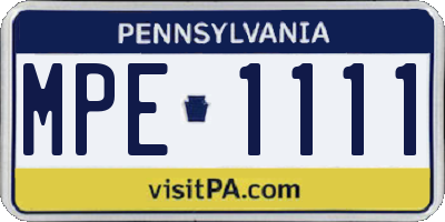 PA license plate MPE1111