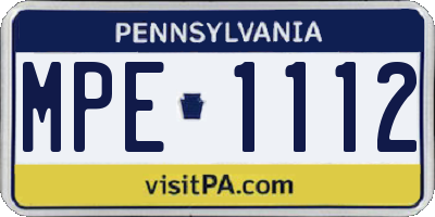 PA license plate MPE1112