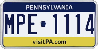 PA license plate MPE1114