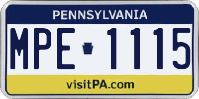 PA license plate MPE1115