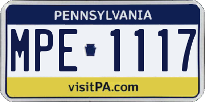 PA license plate MPE1117