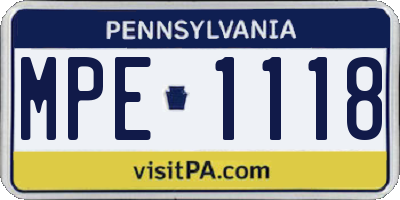 PA license plate MPE1118